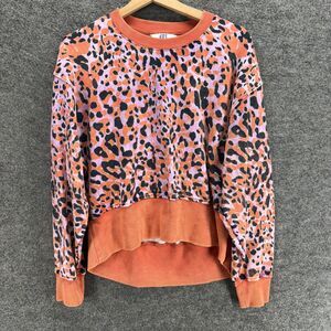 Joy Lab Sweatshirt Women S Small Orange Animal Print Long Sleeve Crew Neck